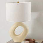 Lampada da tavolo con base in resina e paralume cilindrico Art Déco per camera da letto