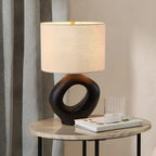 Lampada da tavolo con base in resina e paralume cilindrico Art Déco per camera da letto
