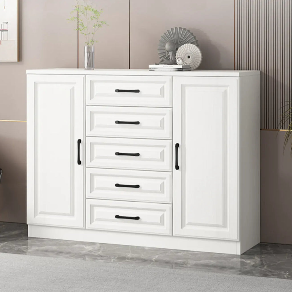 Meuble indépendant en bois blanc avec tiroirs et portes