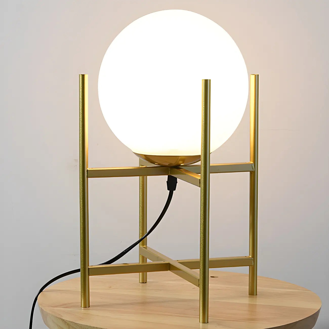 Lampe de chevet minimaliste en verre et métal, globe, pour chambre