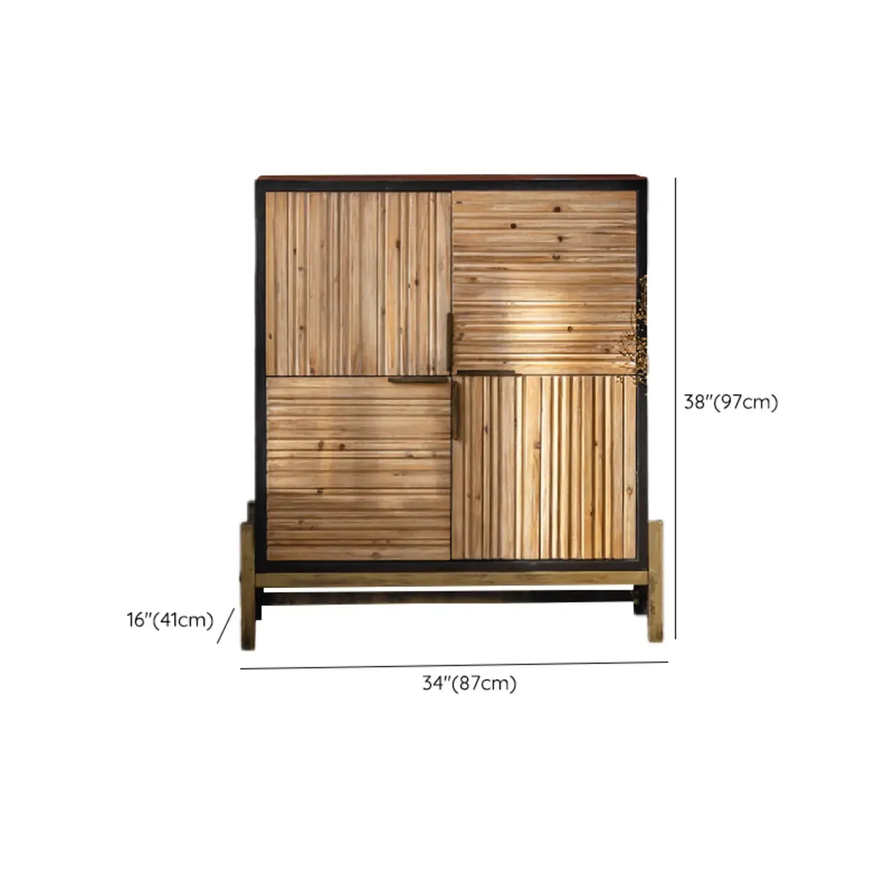 Meuble industriel en bois autoportant pour salon