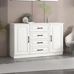 Meuble indépendant en bois blanc avec tiroirs et portes