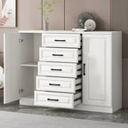 Meuble indépendant en bois blanc avec tiroirs et portes