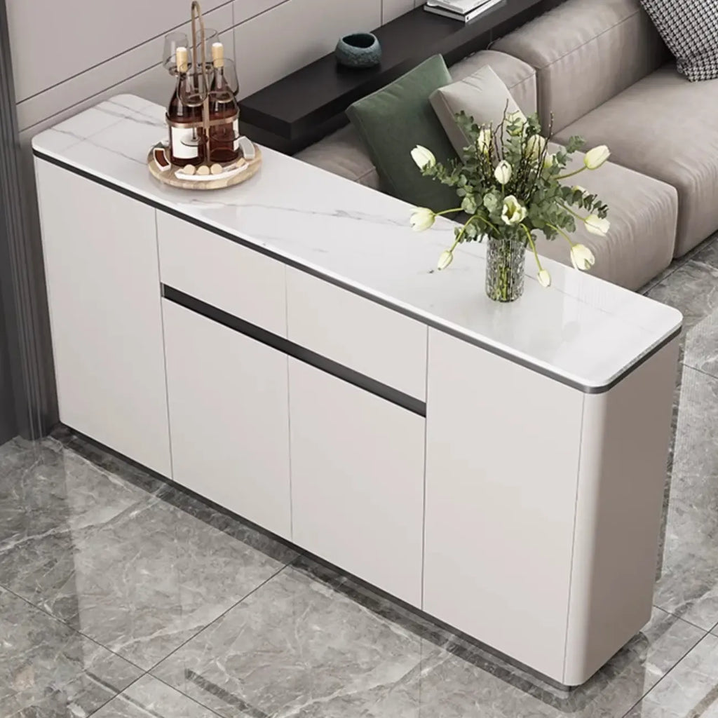 Buffet gris moderne avec plateau en pierre frittée