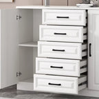 Meuble indépendant en bois blanc avec tiroirs et portes