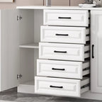 Meuble indépendant en bois blanc avec tiroirs et portes