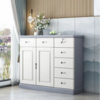 Grand meuble de rangement moderne et polyvalent en bois gris