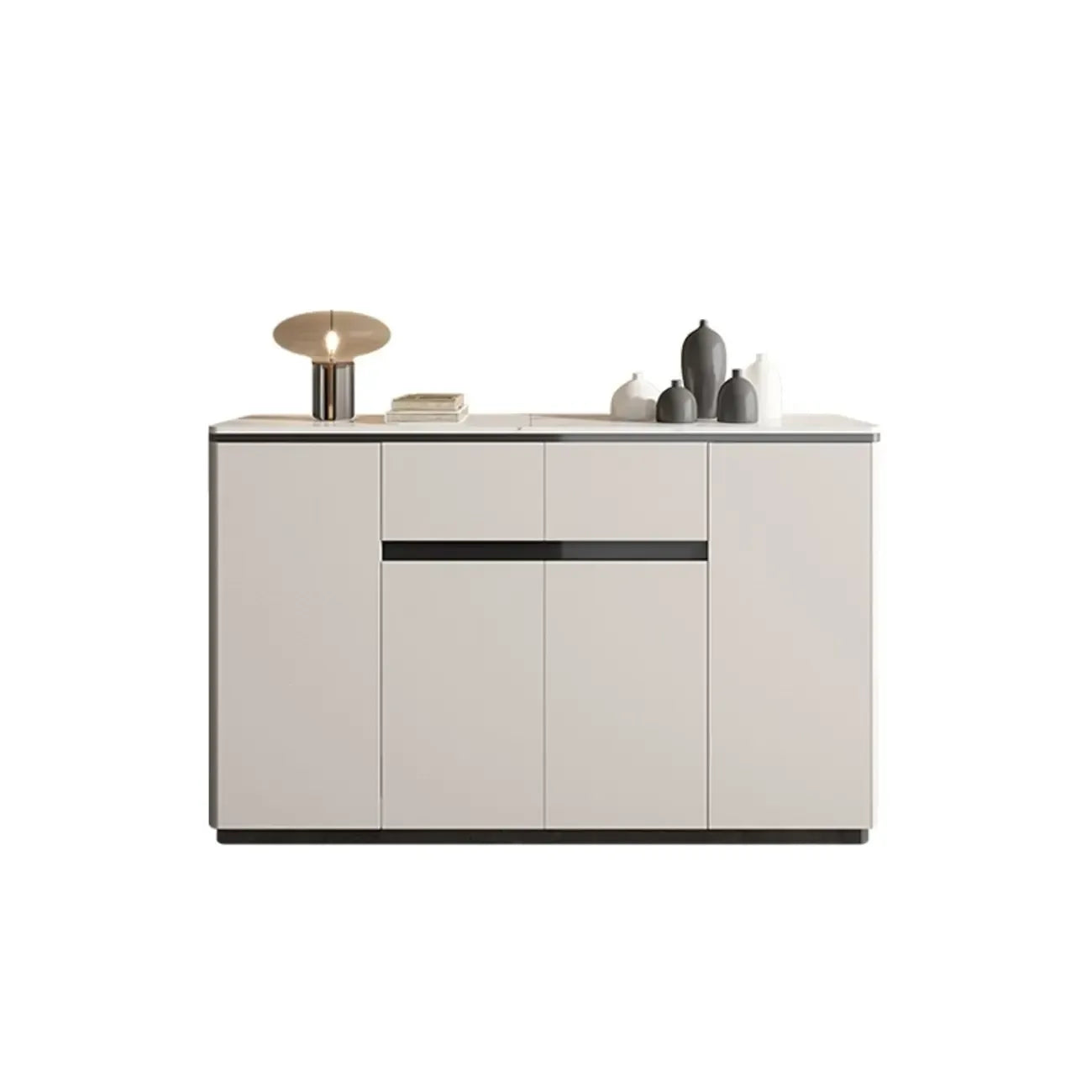 Buffet gris moderne avec plateau en pierre frittée