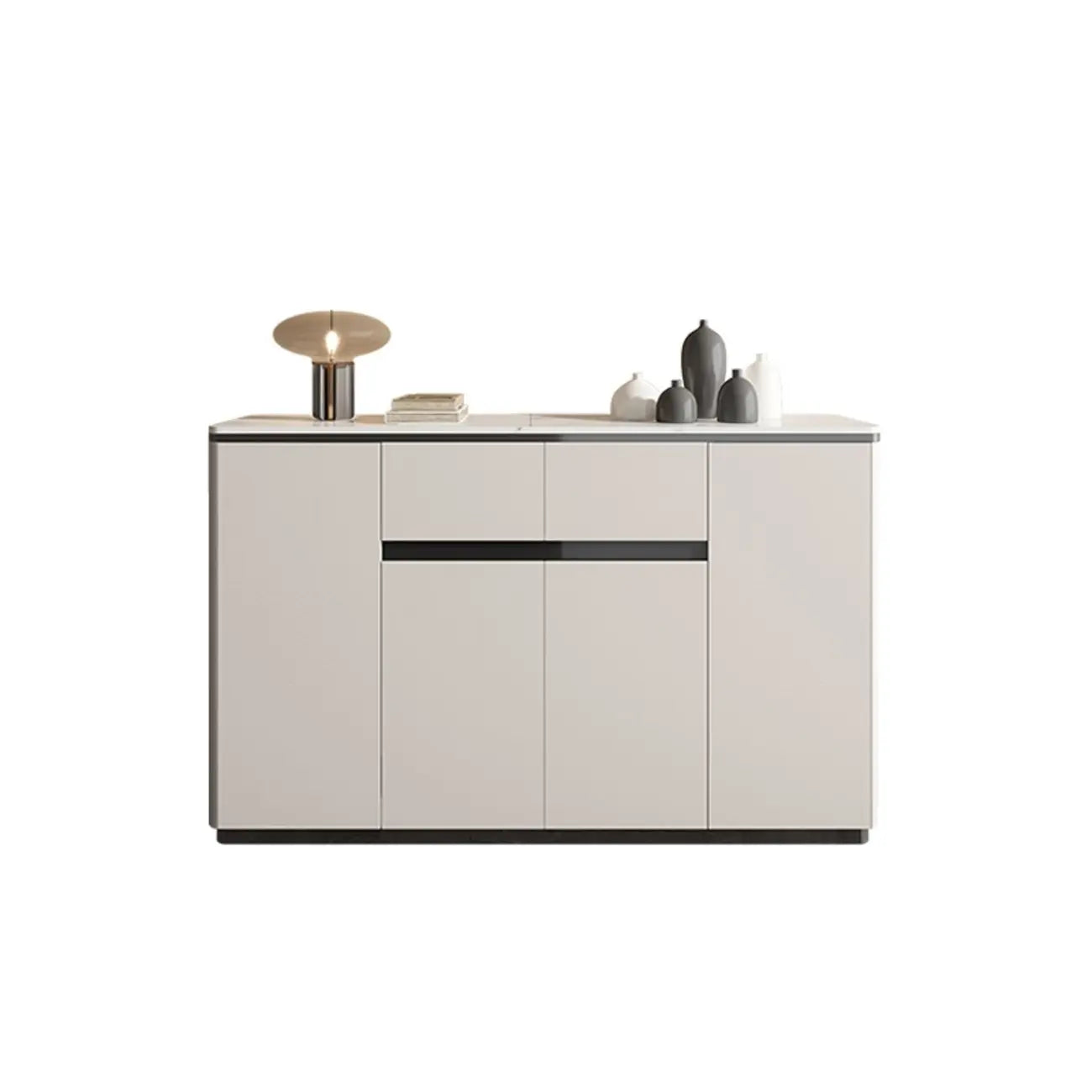 Buffet gris moderne avec plateau en pierre frittée