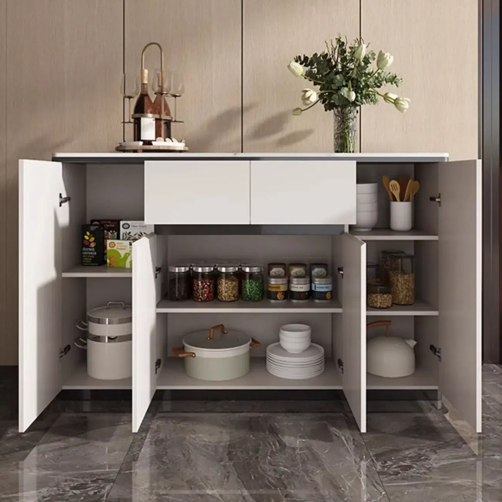 Buffet gris moderne avec plateau en pierre frittée