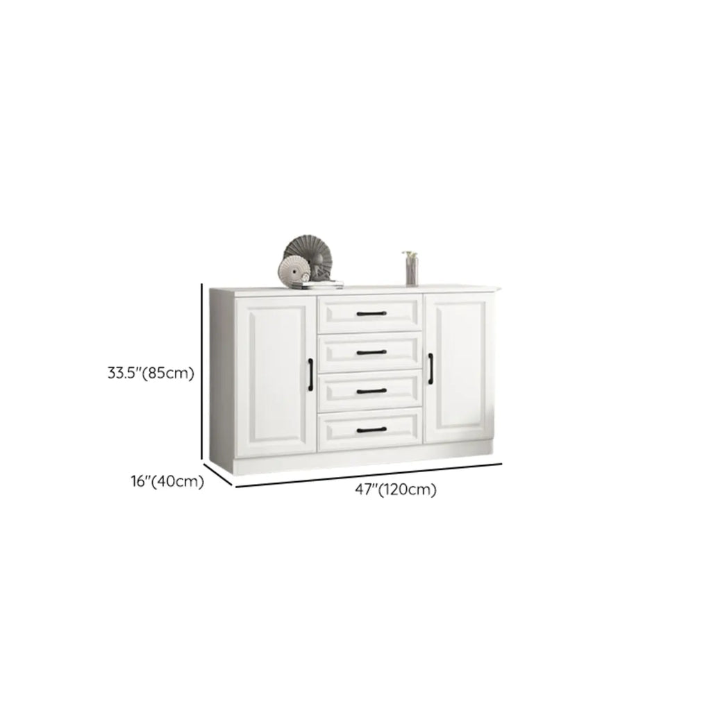 Meuble indépendant en bois blanc avec tiroirs et portes