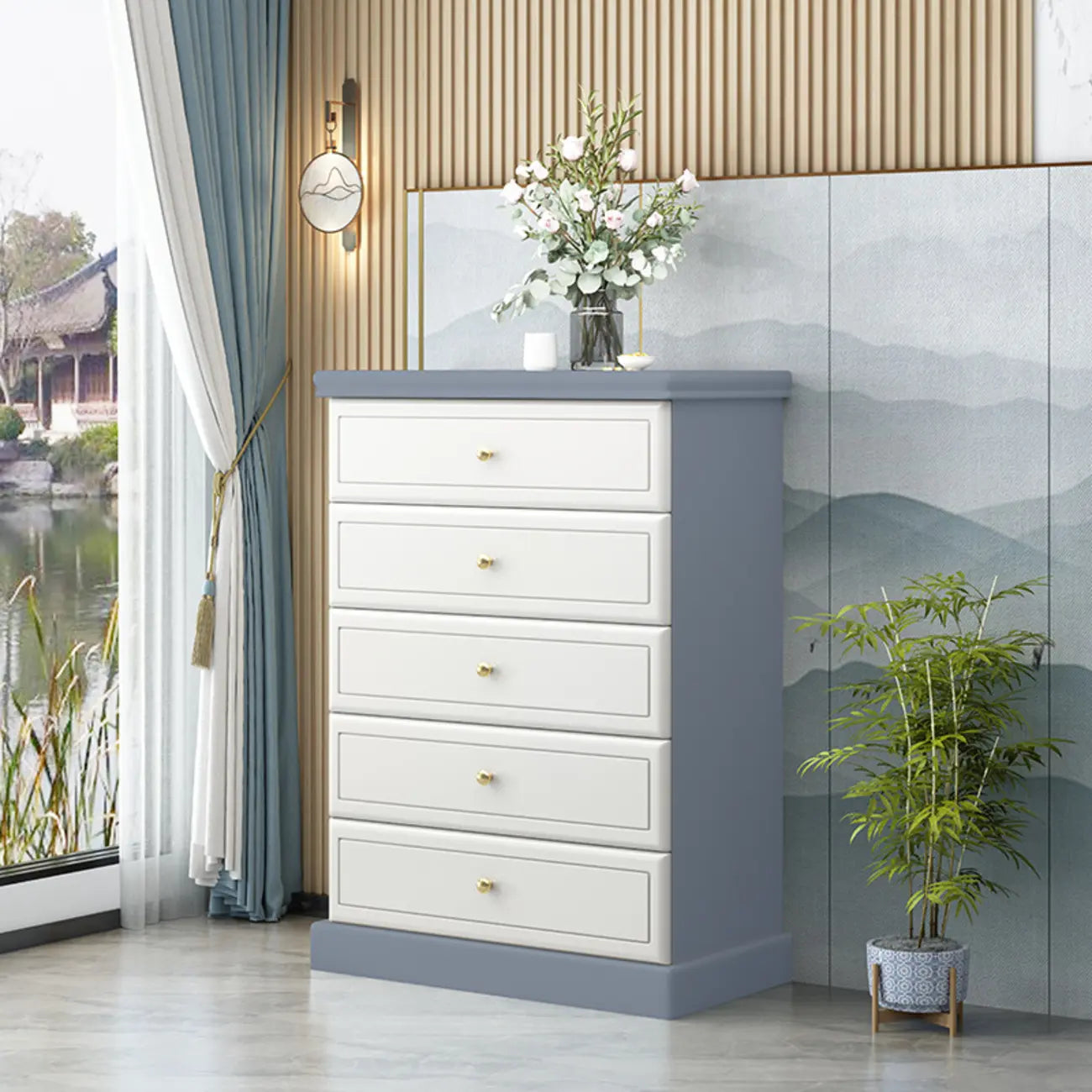 Grand meuble de rangement moderne et polyvalent en bois gris