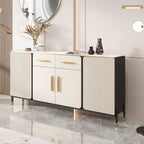 Buffet blanc glamour avec plateau et tiroirs en pierre