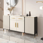 Buffet blanc glamour avec plateau et tiroirs en pierre