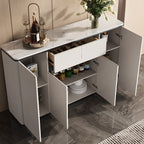Buffet gris moderne avec plateau en pierre frittée