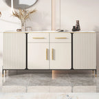 Buffet blanc glamour avec plateau et tiroirs en pierre