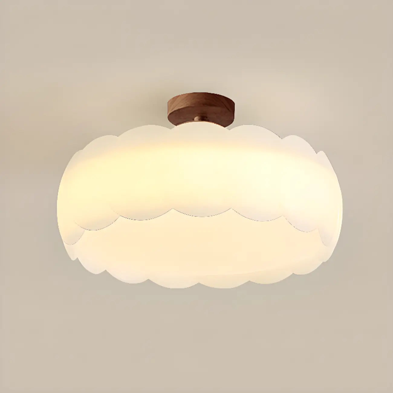 Plafonnier semi-encastré élégant à LED, finition naturelle.