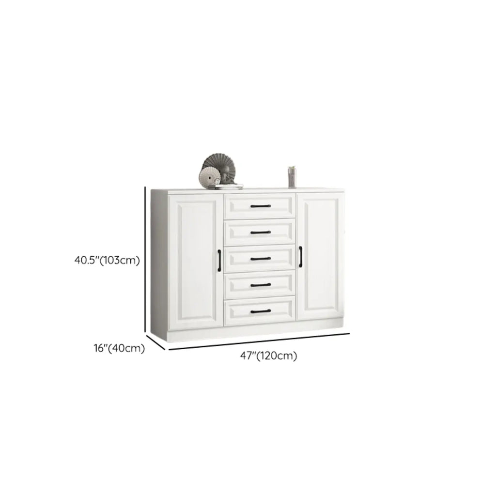 Meuble indépendant en bois blanc avec tiroirs et portes