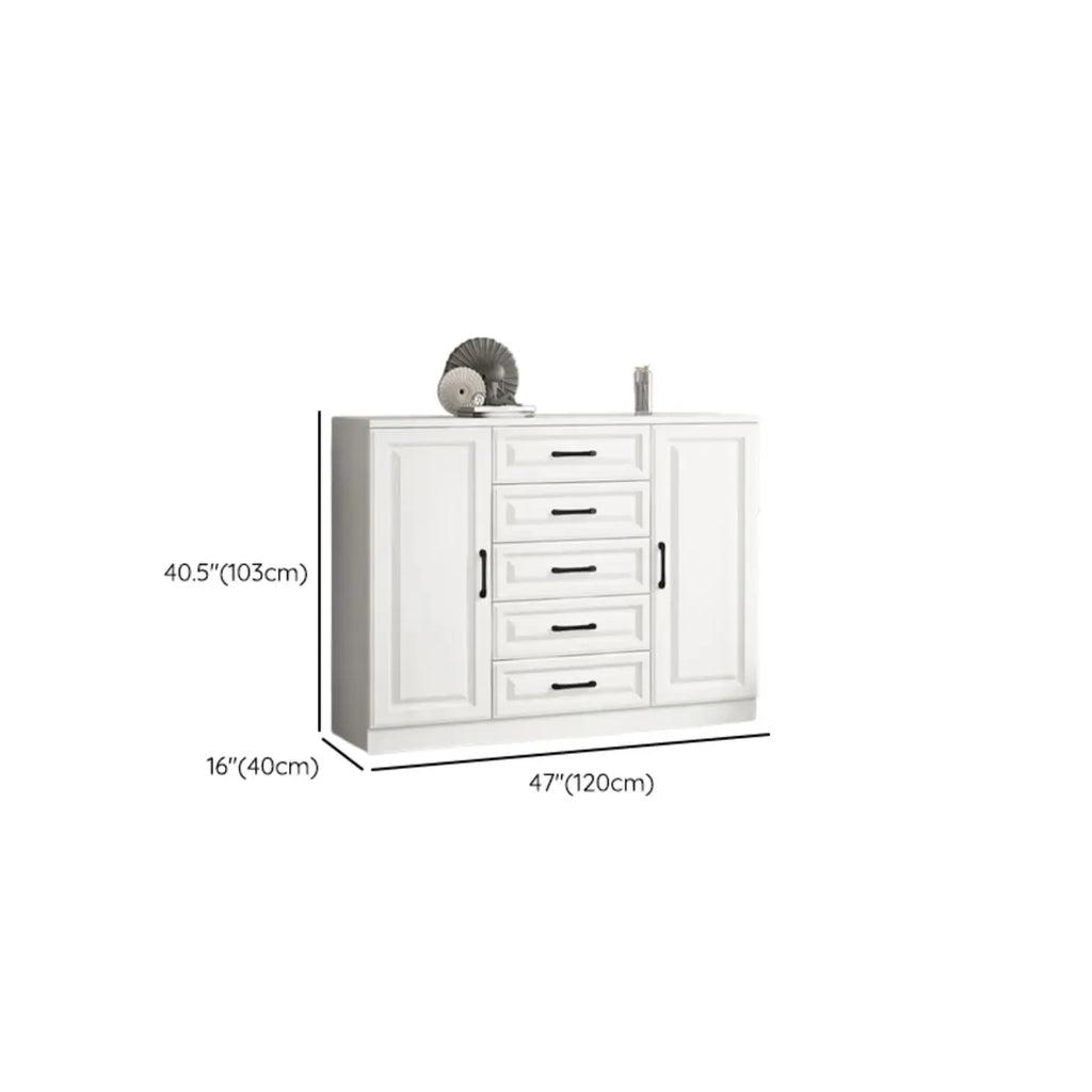 Meuble indépendant en bois blanc avec tiroirs et portes