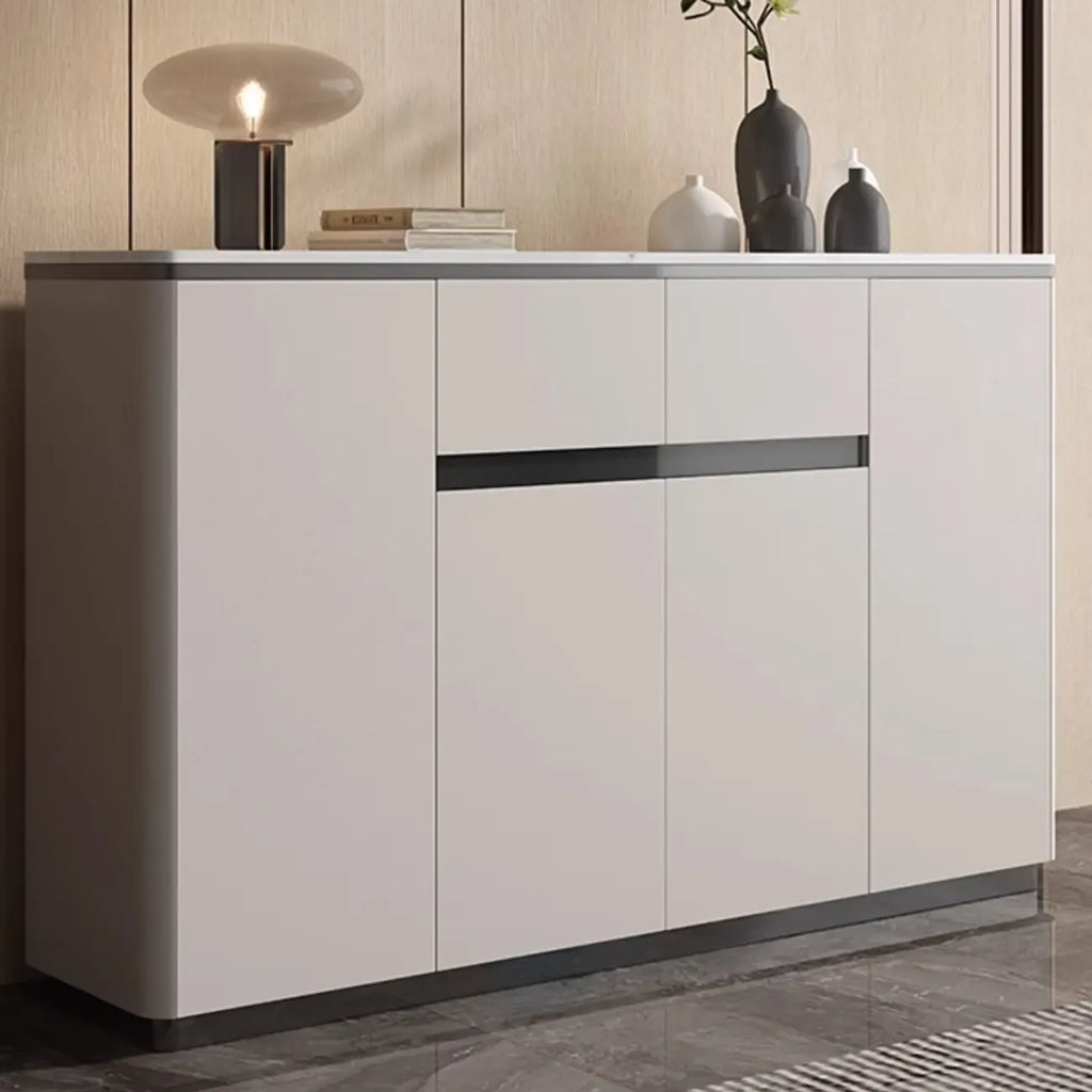 Buffet gris moderne avec plateau en pierre frittée