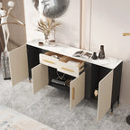 Buffet blanc glamour avec plateau et tiroirs en pierre