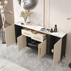 Buffet blanc glamour avec plateau et tiroirs en pierre
