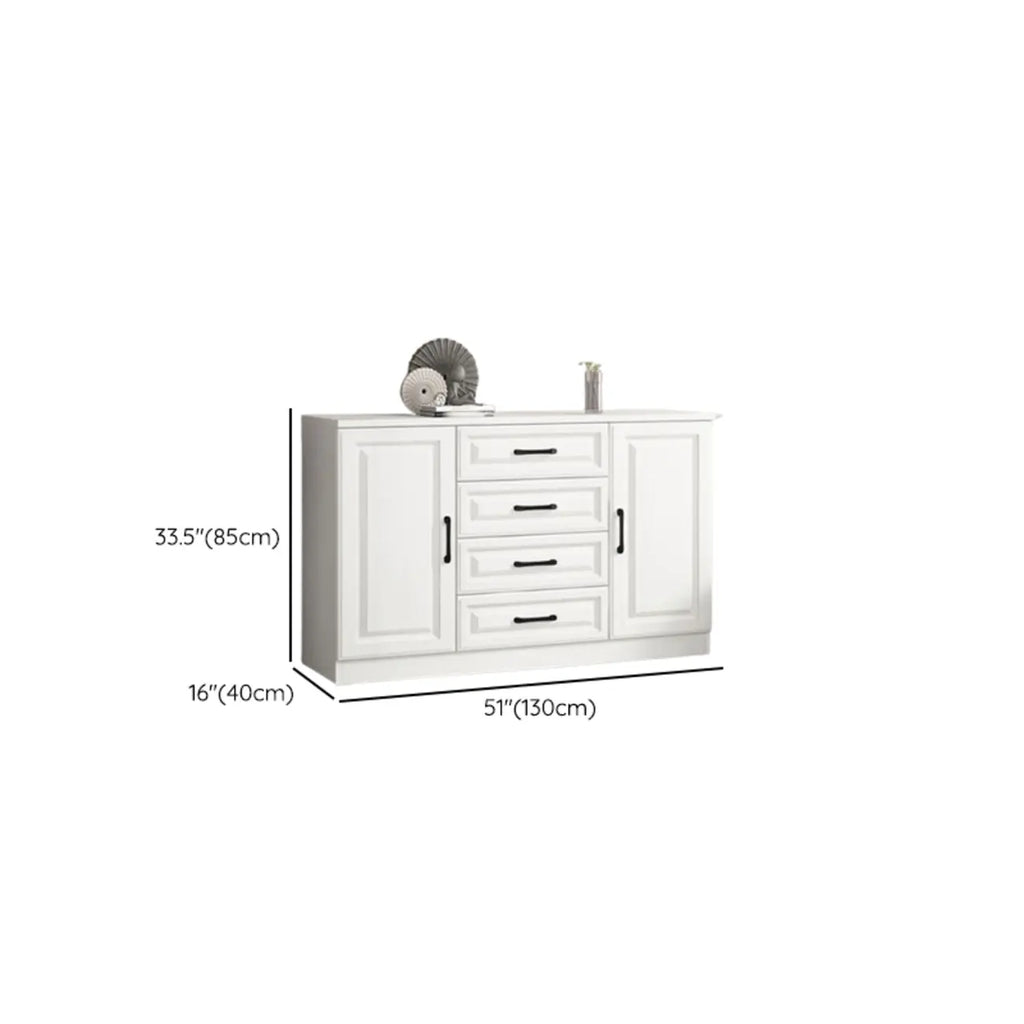 Meuble indépendant en bois blanc avec tiroirs et portes