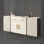 Buffet blanc glamour avec plateau et tiroirs en pierre