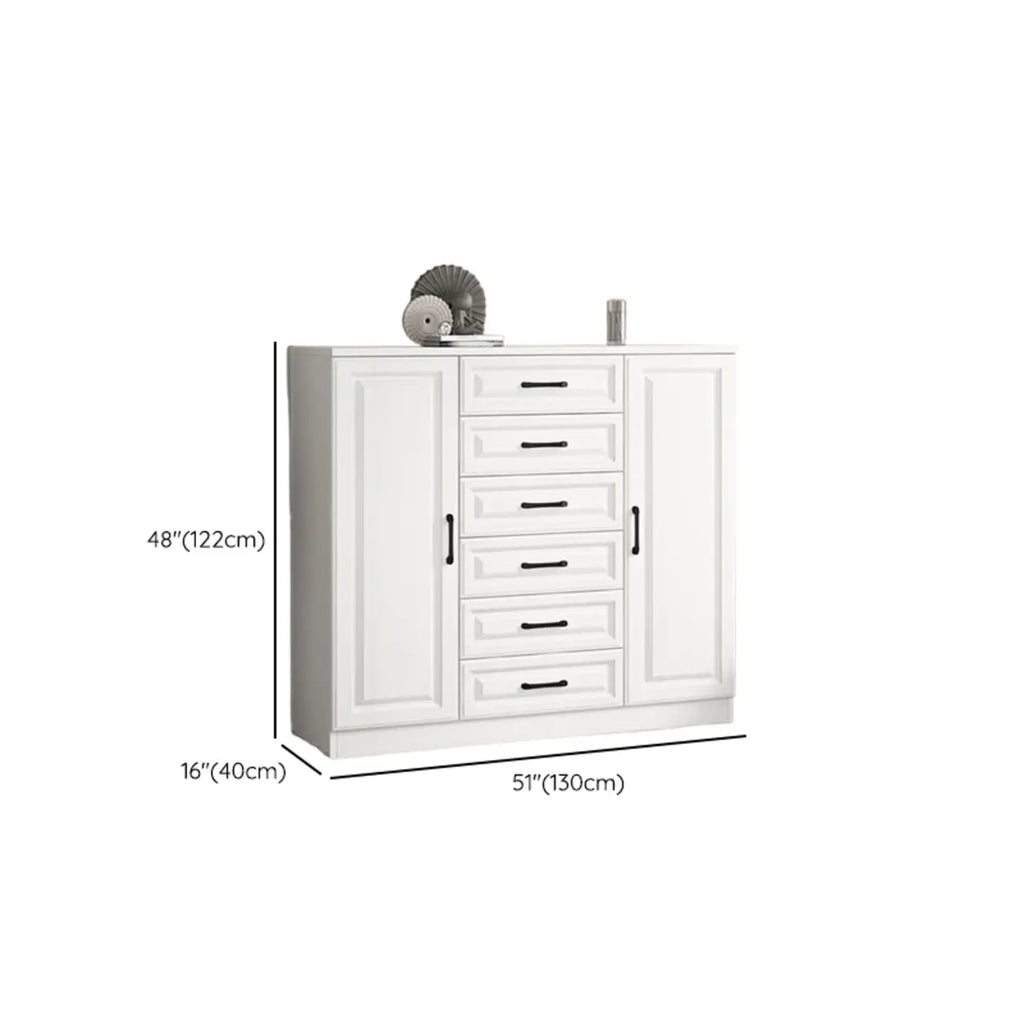 Meuble indépendant en bois blanc avec tiroirs et portes
