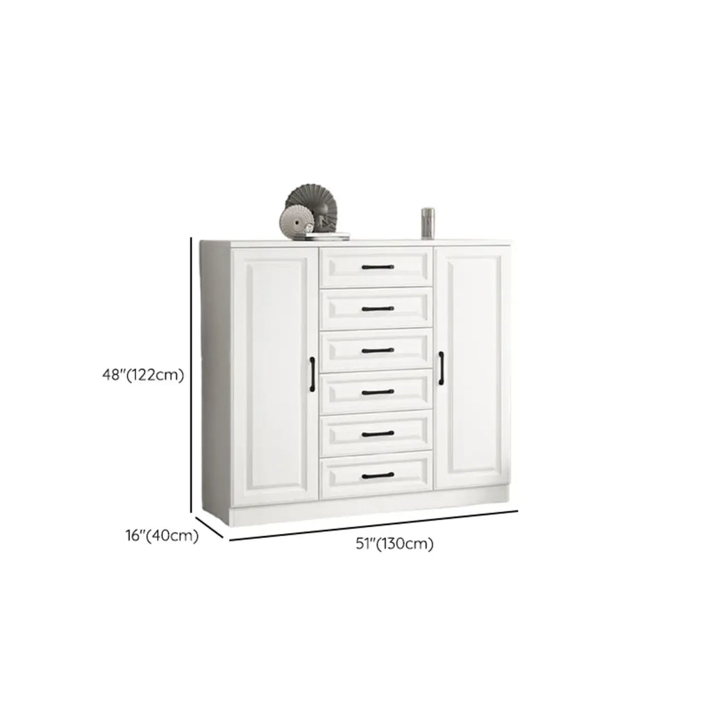 Meuble indépendant en bois blanc avec tiroirs et portes