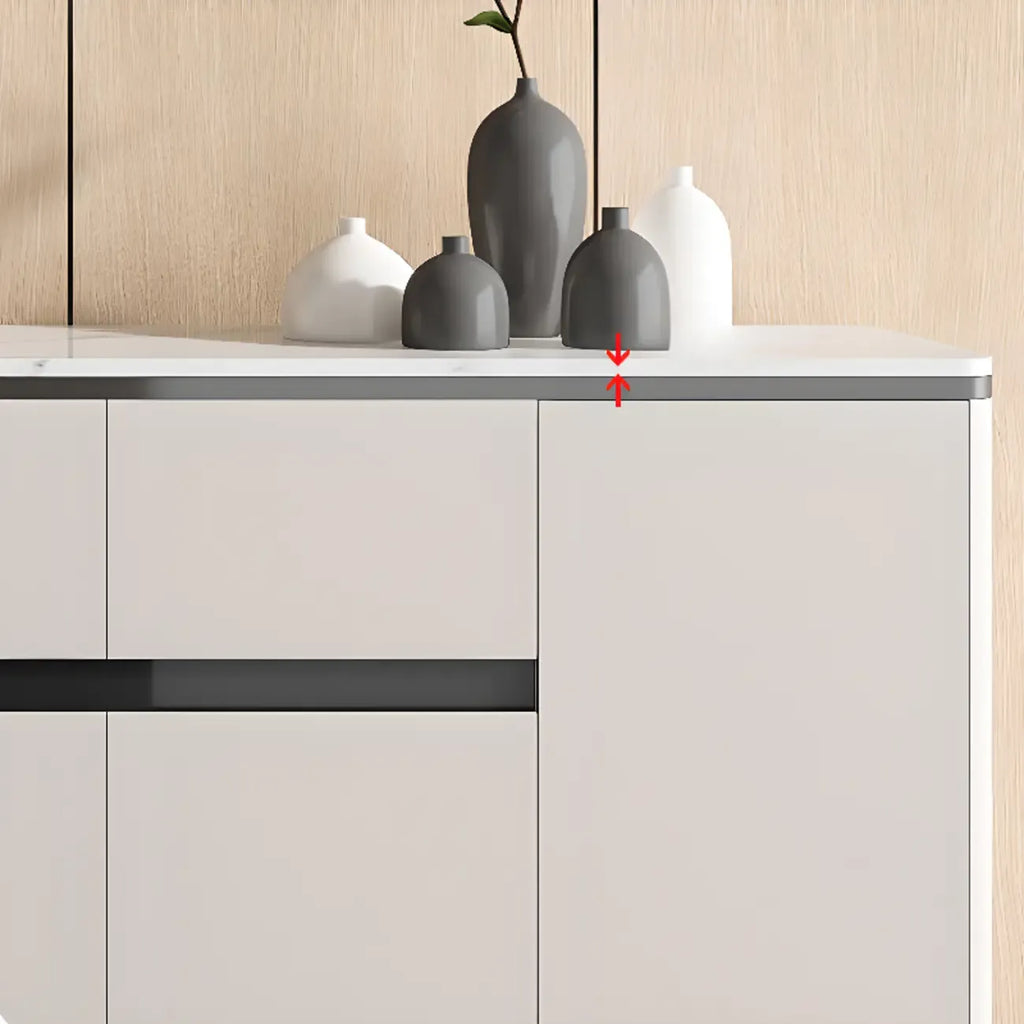 Buffet gris moderne avec plateau en pierre frittée