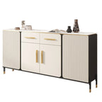 Buffet blanc glamour avec plateau et tiroirs en pierre