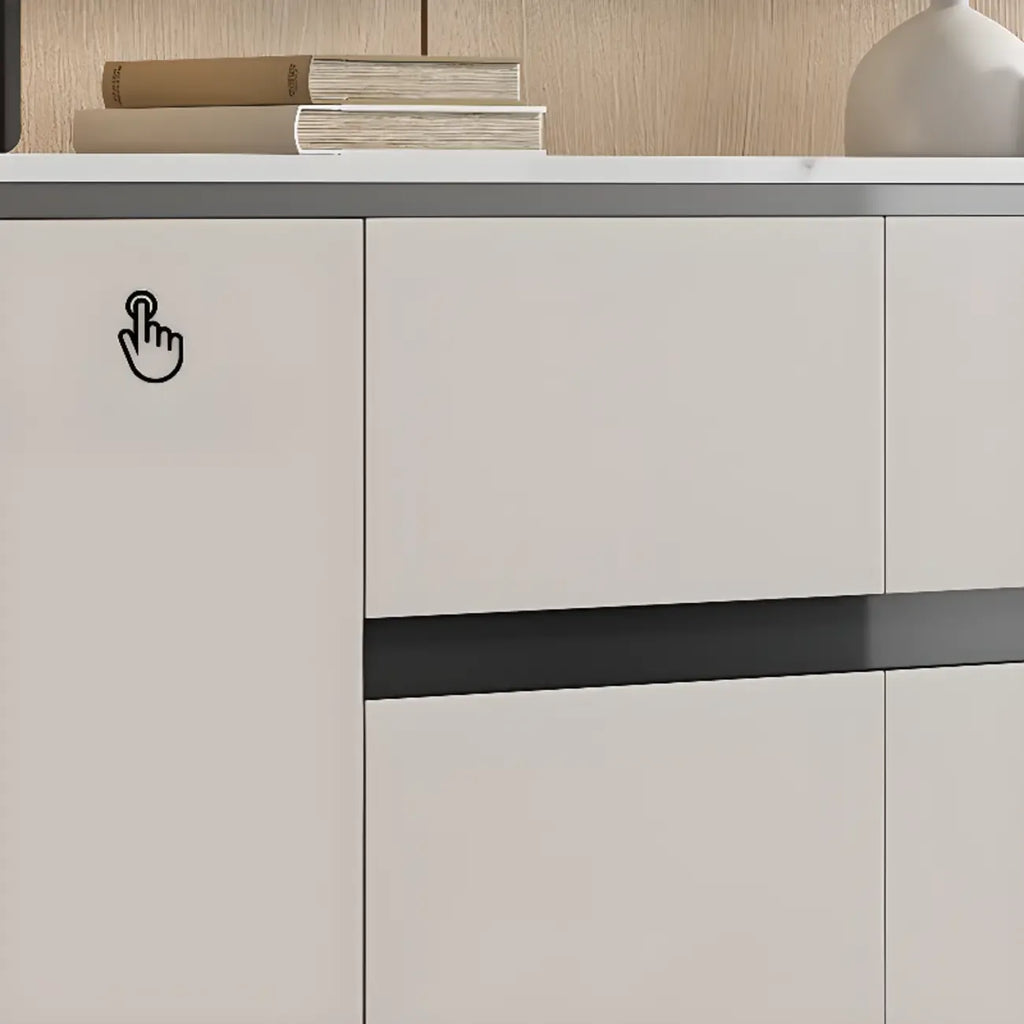 Buffet gris moderne avec plateau en pierre frittée