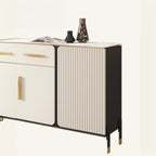 Buffet blanc glamour avec plateau et tiroirs en pierre