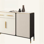 Buffet blanc glamour avec plateau et tiroirs en pierre