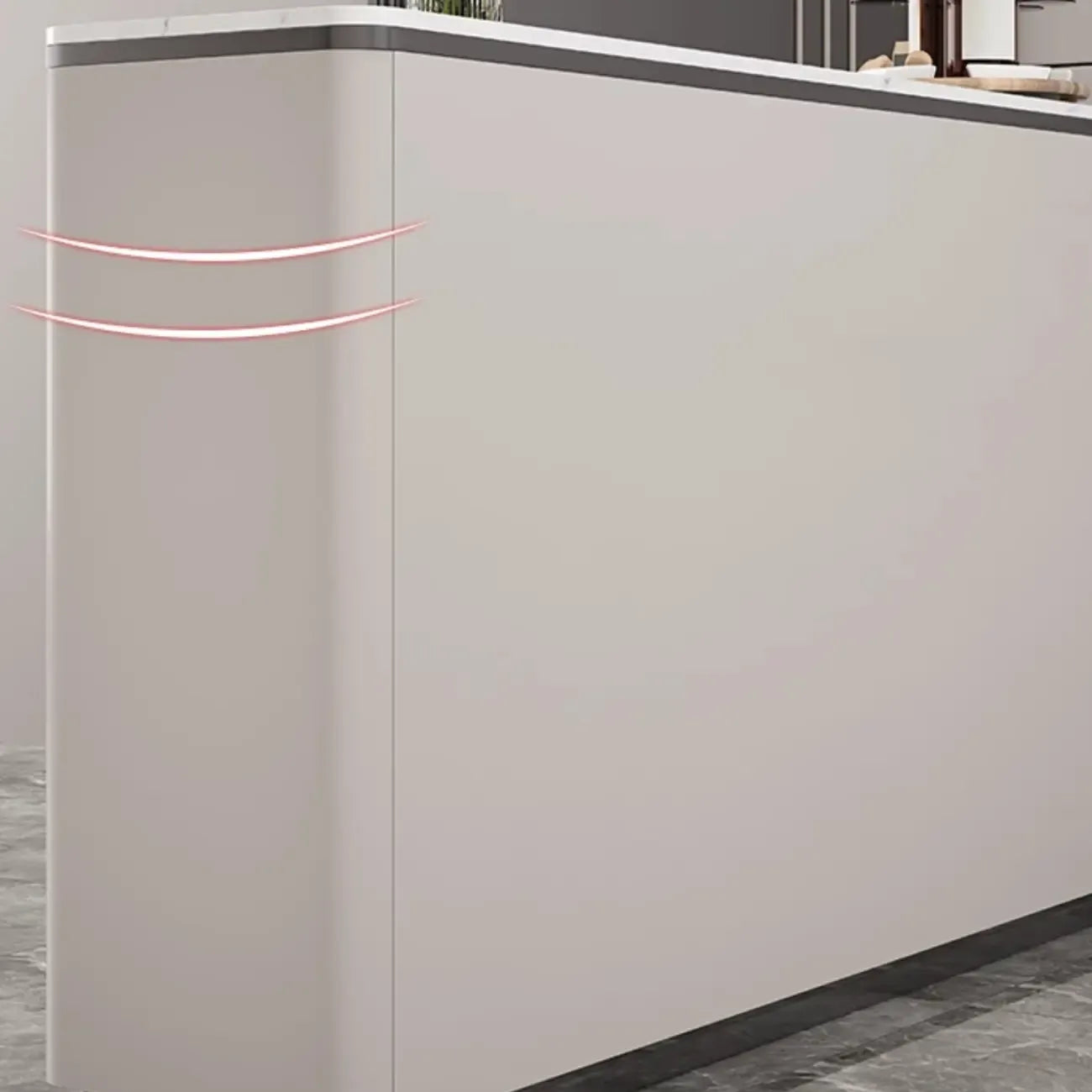 Buffet gris moderne avec plateau en pierre frittée
