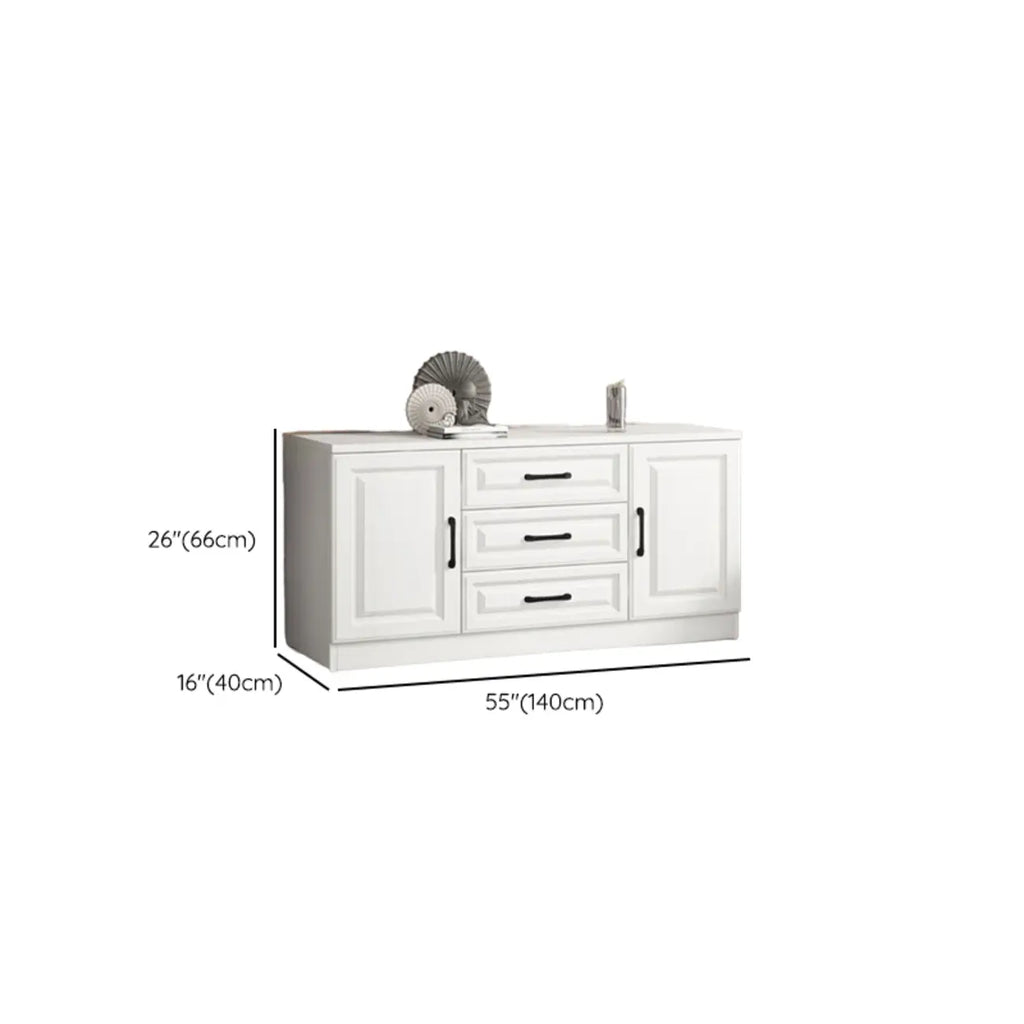 Meuble indépendant en bois blanc avec tiroirs et portes