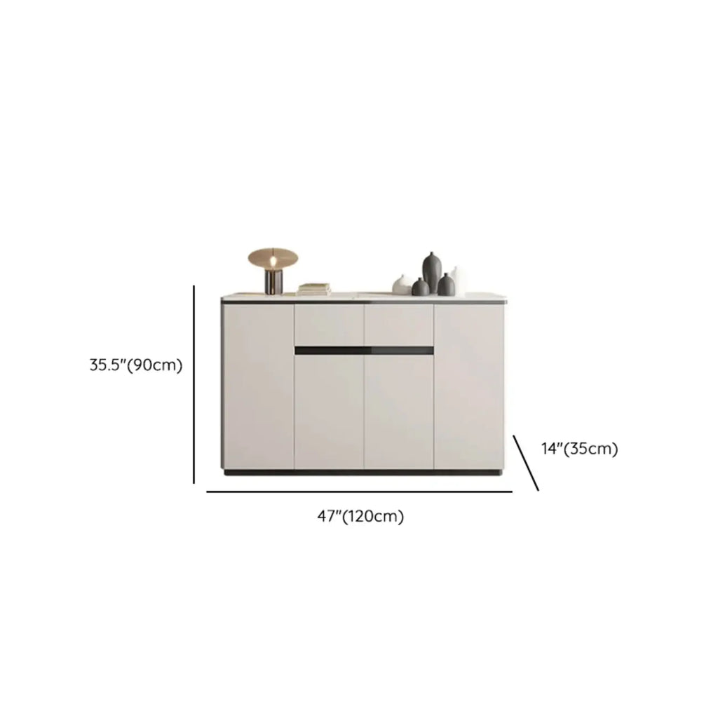 Buffet gris moderne avec plateau en pierre frittée