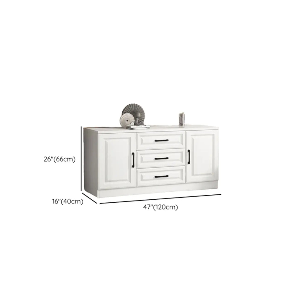 Meuble indépendant en bois blanc avec tiroirs et portes