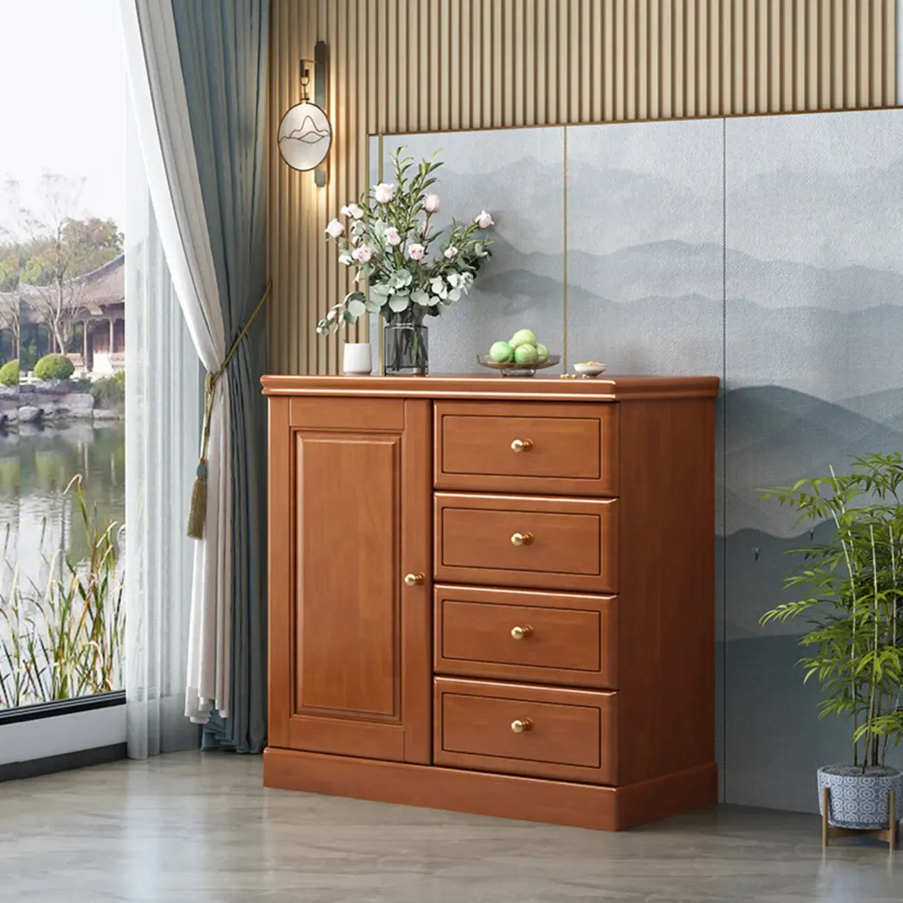 Grand meuble de rangement moderne et polyvalent en bois gris