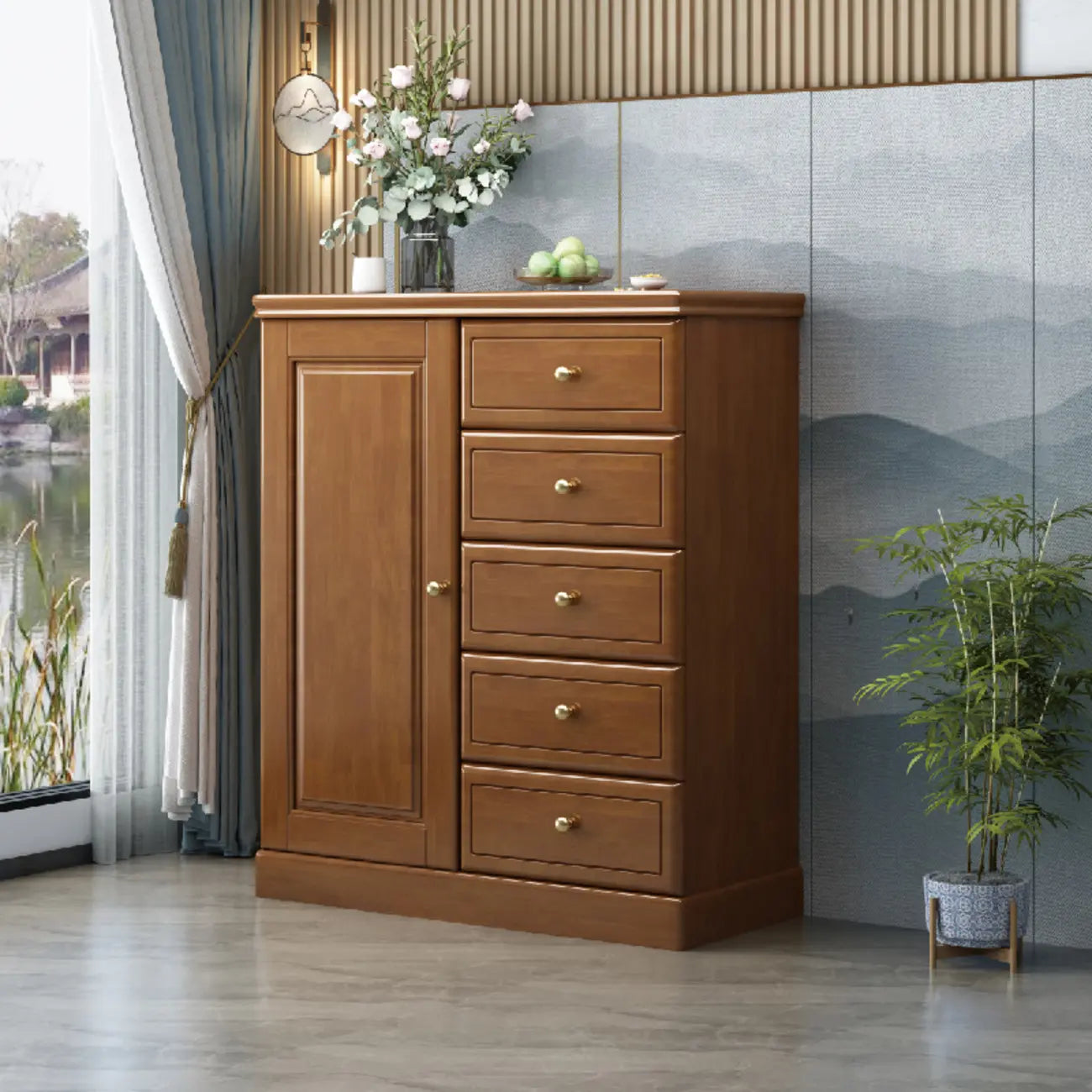 Grand meuble de rangement moderne et polyvalent en bois gris