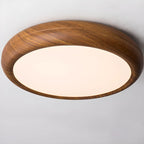 Plafonnier LED simple en noyer encastré pour chambre à coucher