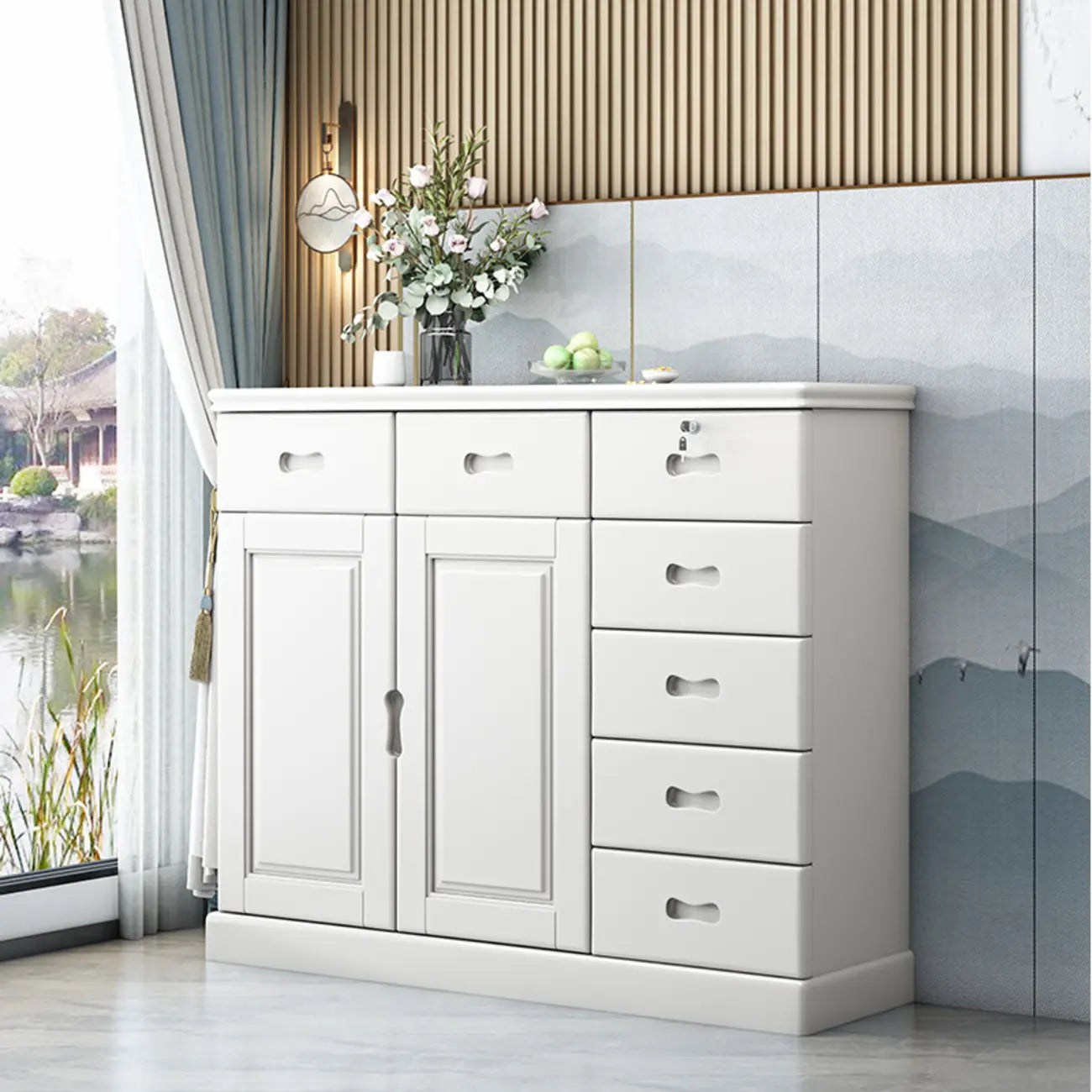 Grand meuble de rangement moderne et polyvalent en bois gris