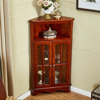 Meuble d'angle de rangement classique avec portes vitrées et étagère