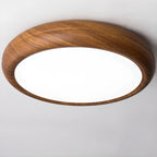 Plafonnier LED simple en noyer encastré pour chambre à coucher