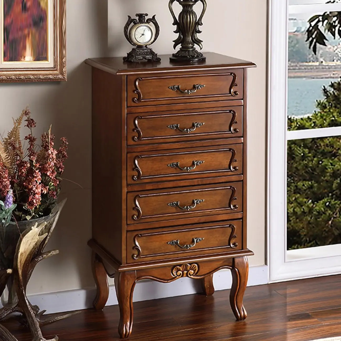 Meuble d'appoint en bois massif de style Mid-Century pour le rangement de la chambre