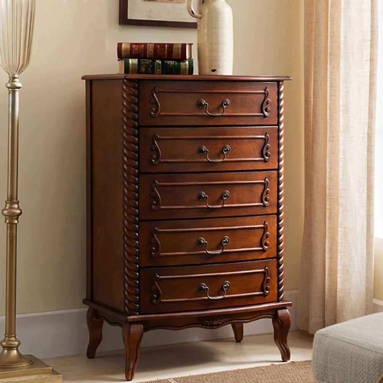 Meuble d'appoint en bois massif de style Mid-Century pour le rangement de la chambre