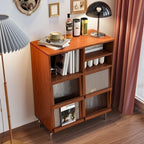 Meuble d'appoint pour salon, en bois brun et pieds en métal