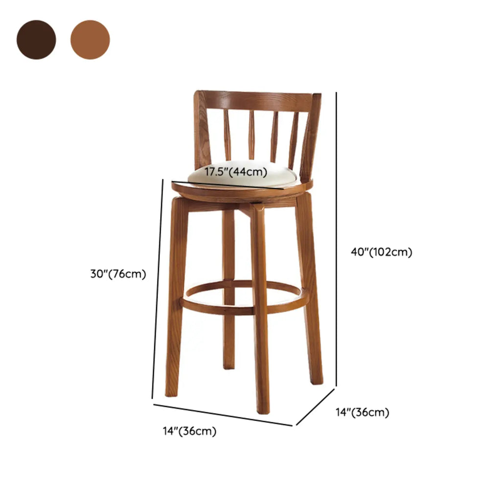 Tabouret de bar pivotant en bois rembourré, style moderne du milieu du siècle