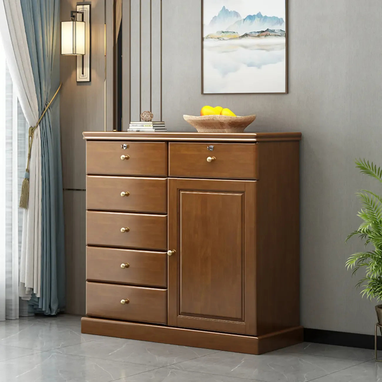 Grand meuble de rangement moderne et polyvalent en bois gris